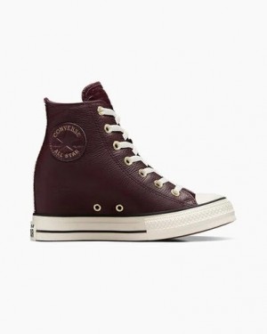 Converse Chuck Taylor All Star Classic Wedge Leather Women Sneakers Burgundy / Black USA | C-51462879