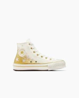 Converse Chuck Taylor All Star EVA Lift Kids' Platform Shoes White / Gold USA | C-86790519