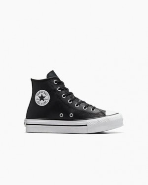 Converse Chuck Taylor All Star EVA Lift Leather Kids' Platform Shoes Black / Beige White USA | C-43928069