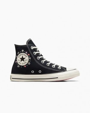 Converse Chuck Taylor All Star Embroidered Little Women Sneakers Black USA | C-18342699