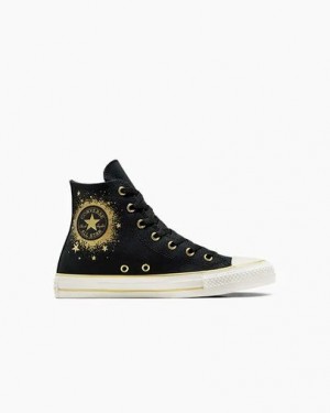 Converse Chuck Taylor All Star Gold Metallic Kids' Sneakers Black / Gold / White USA | C-70842169