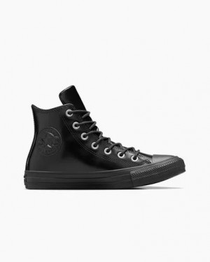 Converse Chuck Taylor All Star Leather Women Sneakers Black / Black USA | C-79165349