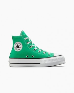 Converse Chuck Taylor All Star Lift Platform Women Canvas Shoes Green / White / Black USA | C-62781599