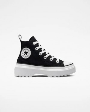 Converse Chuck Taylor All Star Lugged Lift Platform Kids' Canvas Shoes Black / White USA | C-46792309