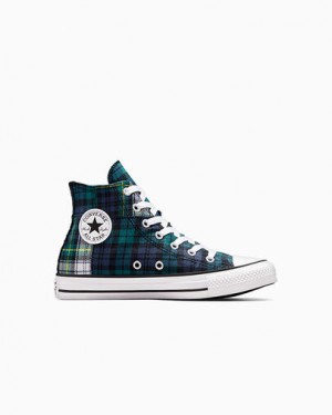 Converse Chuck Taylor All Star Plaid Kids' Sneakers Green / Navy / White USA | C-60532919