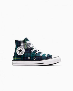 Converse Chuck Taylor All Star Plaid Kids' Sneakers Green / Navy / White USA | C-27830619