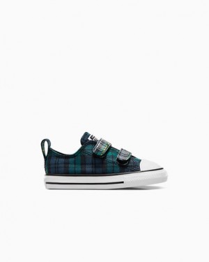 Converse Chuck Taylor All Star Plaid Kids' Sneakers Green / Navy / White USA | C-05792819