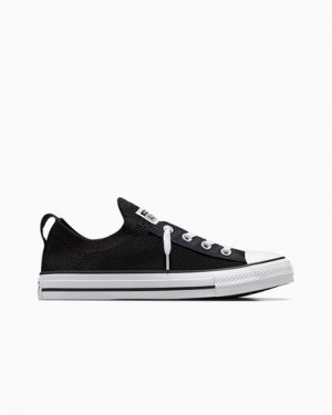 Converse Chuck Taylor All Star Shoreline Knit Women Slip On Shoes Black / White USA | C-27693089