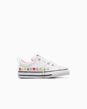 Converse Chuck Taylor All Star Street Embroidered Flowers Kids' Sneakers White / Pink USA | C-03198259