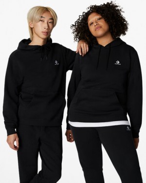Converse Go-To Embroidered Star Chevron Standard-Fit Fleece Men Hoodie Black USA | C-24316789