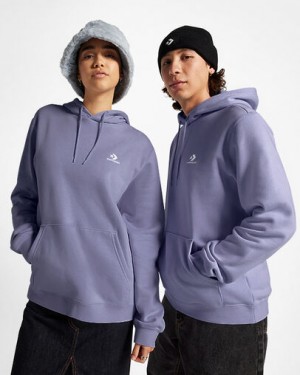Converse Go-To Embroidered Star Chevron Standard-Fit Fleece Men Hoodie Lavender Grey USA | C-19427039