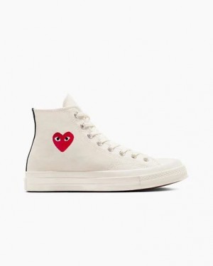 Converse PLAY Comme des Garçons Single Heart Chuck 70 Women Sneakers White / Red / Black USA | C-80275949