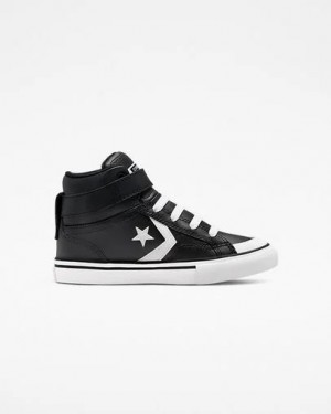 Converse Pro Blaze Strap Leather Kids' Sneakers Black / White USA | C-95678439