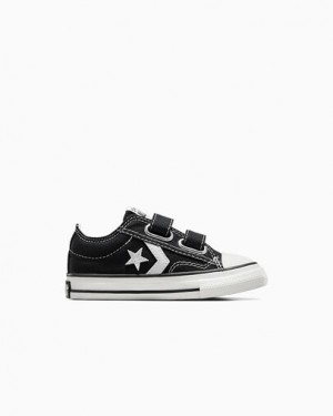 Converse Star Player 76 Easy-On Kids' Canvas Shoes Black / White USA | C-23167809