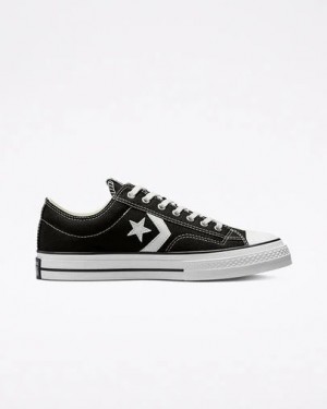 Converse Star Player 76 Premium Men Canvas Shoes Black / White USA | C-28165499