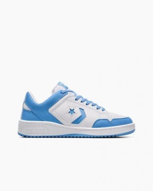 Converse Weapon Leather Men Basketball Shoes White / Blue USA | C-87594329