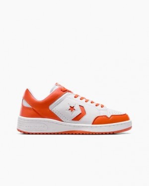 Converse Weapon Leather Men Basketball Shoes White / Orange USA | C-95840219