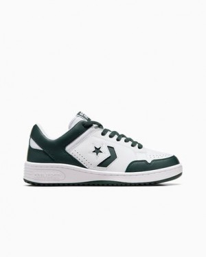Converse Weapon Leather Women Basketball Shoes White / Deep Turquoise USA | C-67051499