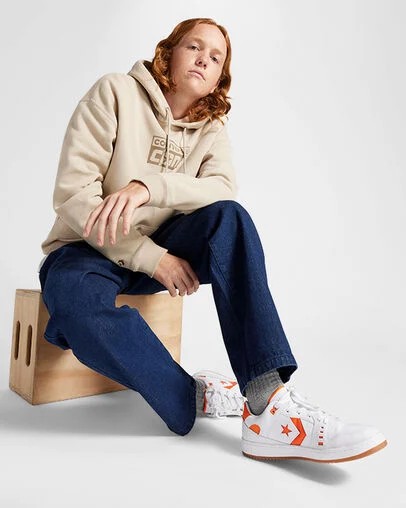 Converse CONS AS-1 Pro Men Skate Shoes White / Orange USA | C-09126359