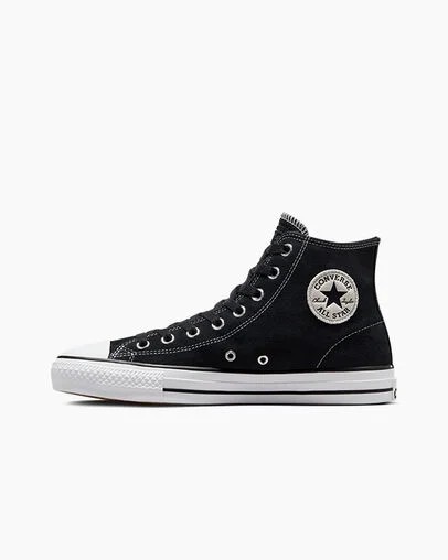 Converse CONS Chuck Taylor All Star Pro Suede Men Skate Shoes Black / White USA | C-83506299