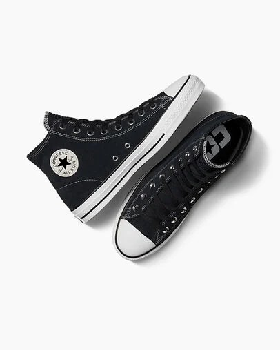 Converse CONS Chuck Taylor All Star Pro Suede Men Skate Shoes Black / White USA | C-83506299