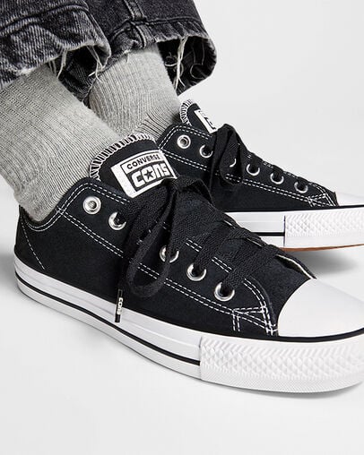 Converse CONS Chuck Taylor All Star Pro Suede Men Skate Shoes Black / White USA | C-83674299