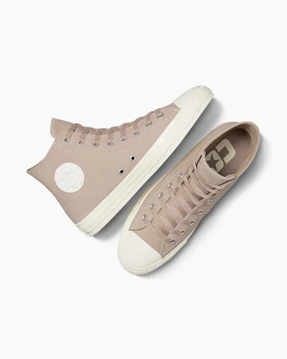 Converse CONS Chuck Taylor All Star Pro Nubuck Men Skate Shoes Beige White USA | C-63217949