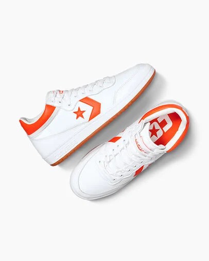 Converse CONS Fastbreak Pro Leather Men Skate Shoes White / Orange USA | C-65893479