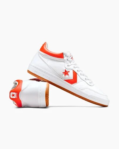 Converse CONS Fastbreak Pro Leather Men Skate Shoes White / Orange USA | C-65893479