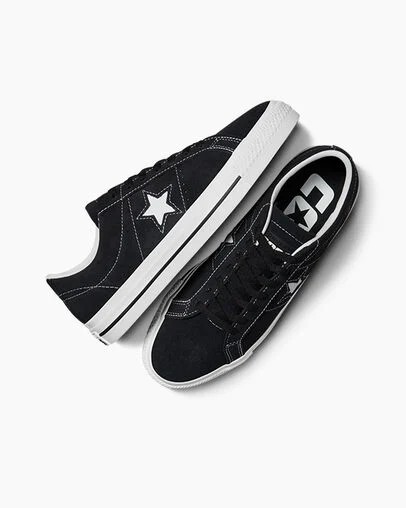 Converse CONS One Star Pro Suede Women Skate Shoes Black / White USA | C-75491269