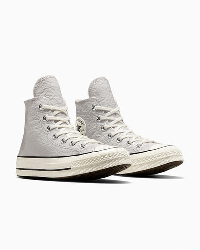 Converse Chuck 70 Crinkled Leather Women Sneakers Grey / Black USA | C-54670189
