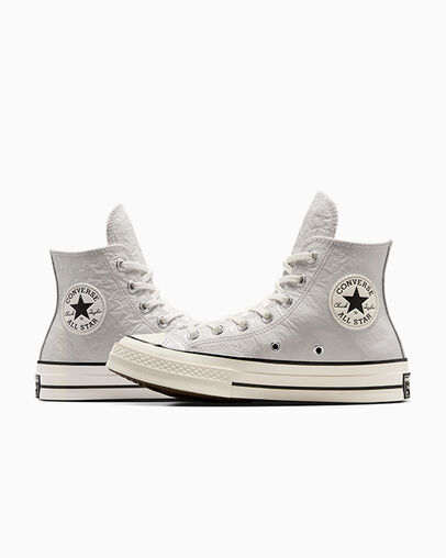 Converse Chuck 70 Crinkled Leather Women Sneakers Grey / Black USA | C-54670189