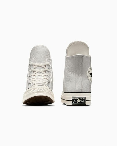 Converse Chuck 70 Crinkled Leather Women Sneakers Grey / Black USA | C-54670189