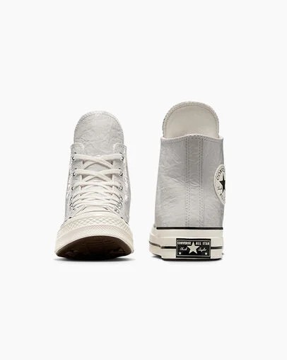Converse Chuck 70 Crinkled Leather Women Sneakers Grey / Black USA | C-48137069