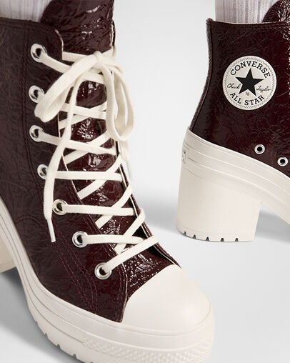 Converse Chuck 70 De Luxe Heel Crinkle Leather Women Sneakers Burgundy / Black USA | C-17452369