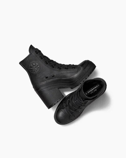 Converse Chuck 70 De Luxe Heel Leather Women Sneakers Black / White USA | C-64705319