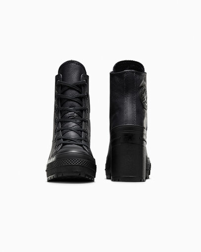 Converse Chuck 70 De Luxe Heel Leather Women Sneakers Black / White USA | C-64705319