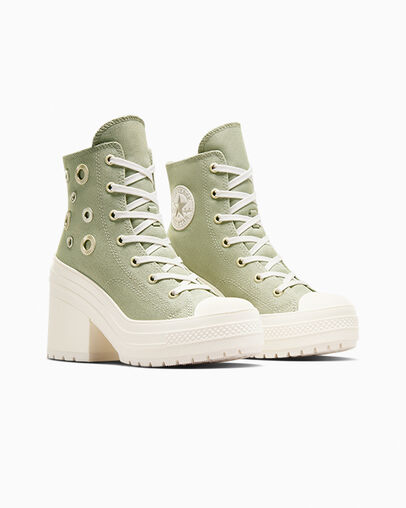 Converse Chuck 70 De Luxe Heel Women Platform Shoes Dark Green / Gold USA | C-27431609