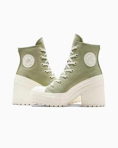 Converse Chuck 70 De Luxe Heel Women Platform Shoes Dark Green / Gold USA | C-27431609