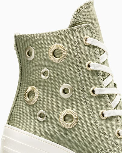 Converse Chuck 70 De Luxe Heel Women Platform Shoes Dark Green / Gold USA | C-27431609