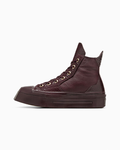 Converse Chuck 70 De Luxe Squared Leather Women Sneakers Burgundy / Gold / Black USA | C-86321059