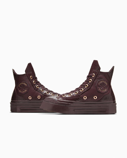 Converse Chuck 70 De Luxe Squared Leather Women Sneakers Burgundy / Gold / Black USA | C-86321059