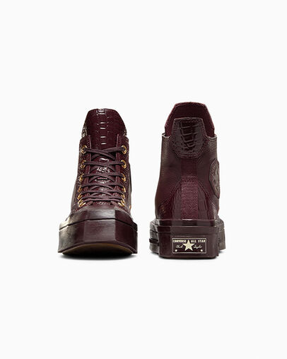 Converse Chuck 70 De Luxe Squared Leather Women Sneakers Burgundy / Gold / Black USA | C-86321059