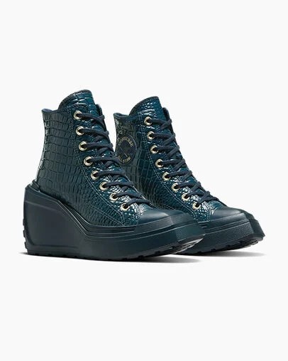 Converse Chuck 70 De Luxe Wedge Women Platform Shoes Blue / Gold USA | C-97530249