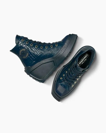 Converse Chuck 70 De Luxe Wedge Women Platform Shoes Blue / Gold USA | C-97530249