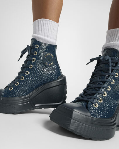 Converse Chuck 70 De Luxe Wedge Women Platform Shoes Blue / Gold USA | C-71624939