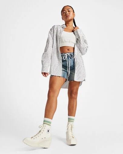 Converse Chuck 70 De Luxe Wedge Women Sneakers White / Black / White USA | C-26174809