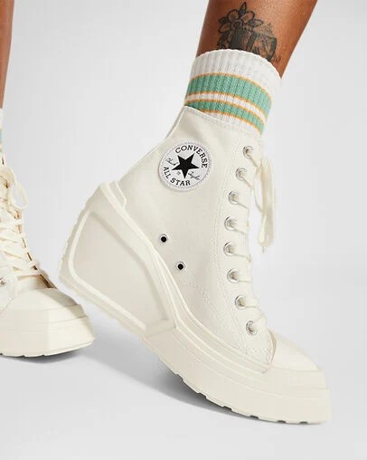 Converse Chuck 70 De Luxe Wedge Women Sneakers White / Black / White USA | C-26174809