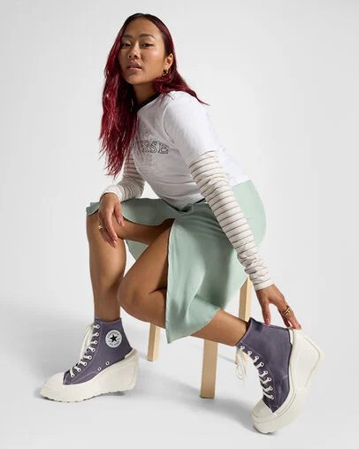 Converse Chuck 70 De Luxe Wedge Women Sneakers Lavender Grey / Black USA | C-85934609