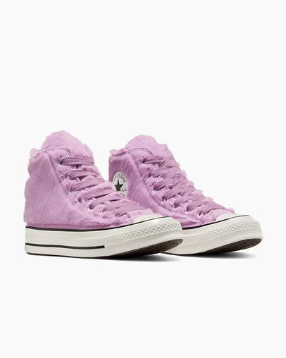 Converse Chuck 70 Faux Fur Women Sneakers Light Purple / Black USA | C-40813599